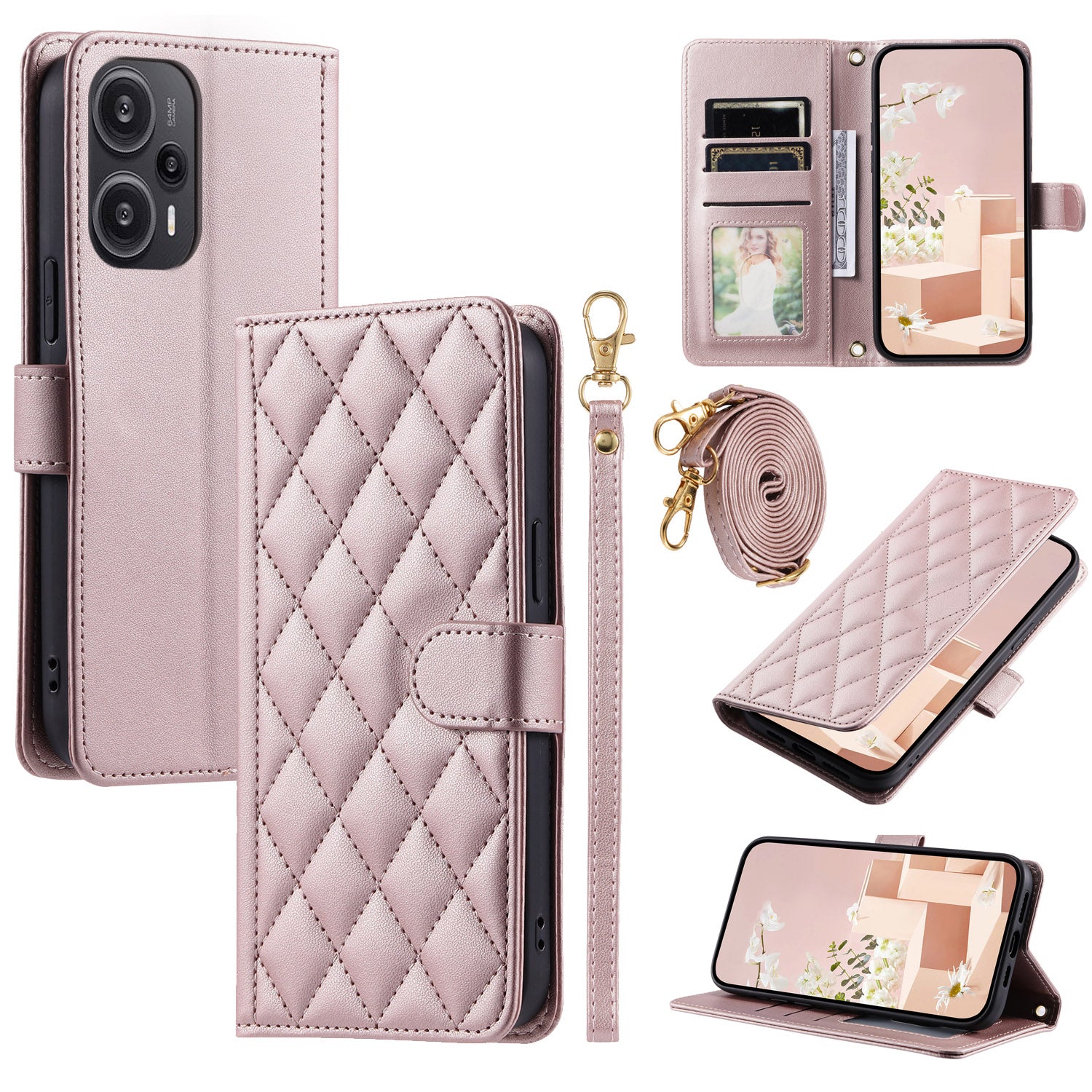 For Xiaomi Poco F5 5G / Redmi Note 12 Turbo Magnetic Case Rhombus Grid Leather Cover with Wrist Strap For Xiaomi Poco F5 5G / Redmi Note 12 Turbo Magnetic Case Rhombus Grid Leather Cover with Wrist Strap